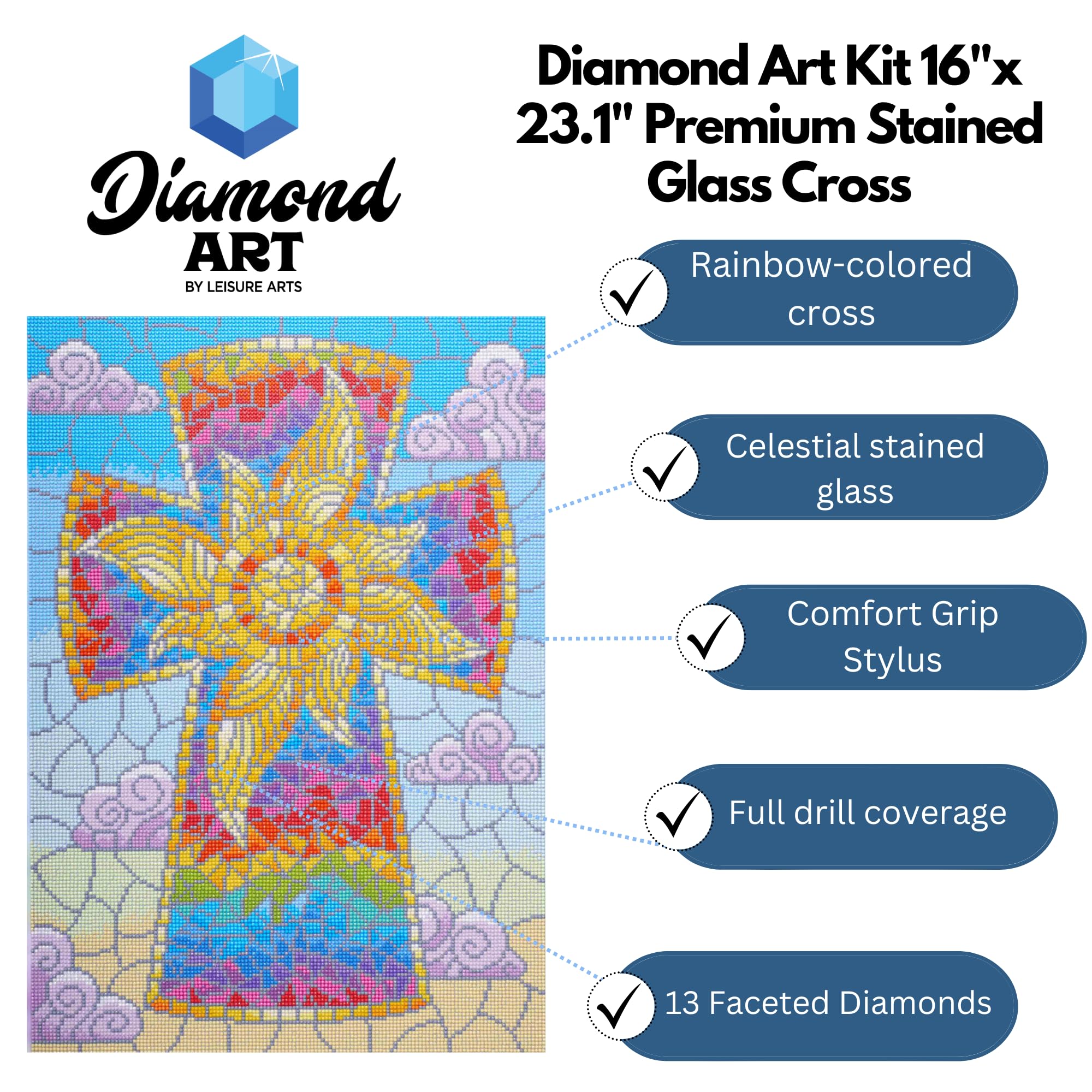 Amazon.com: DIAMOND ART BY LEISURE ARTS Stained Glass Cross
